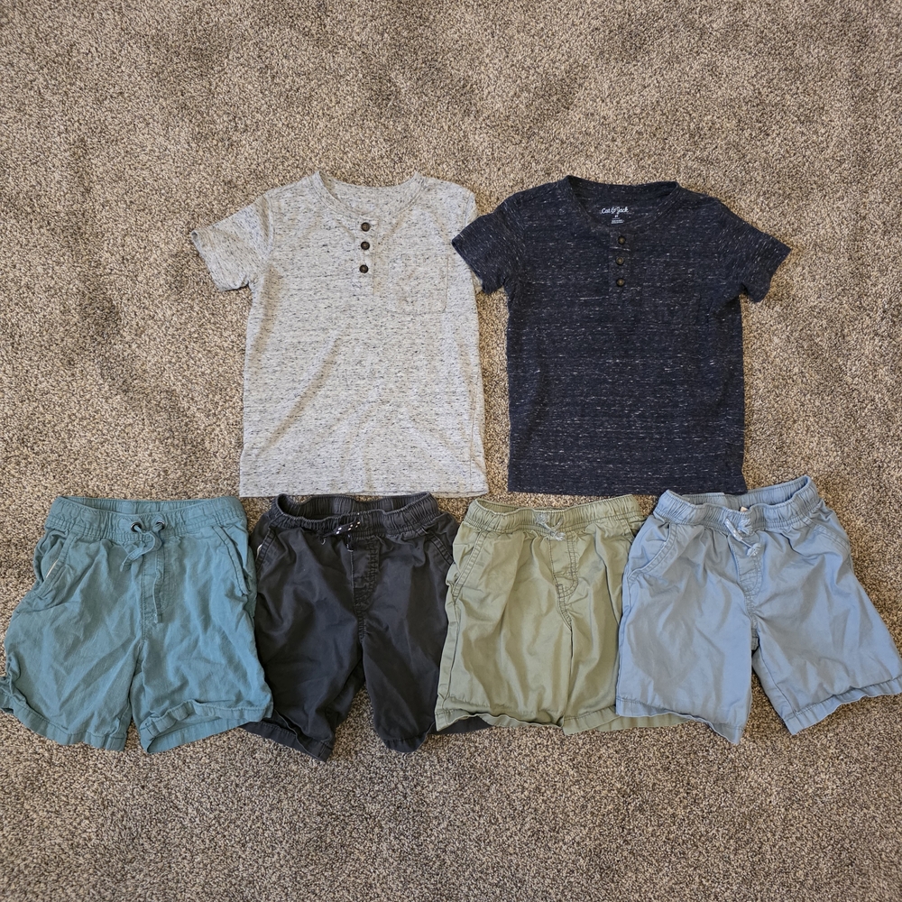 Set of Boys' Henley Shirts and Shorts